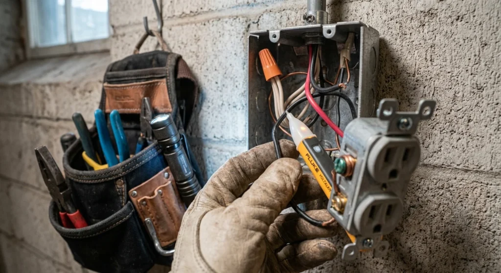 electrical wire color code testing with voltage tester