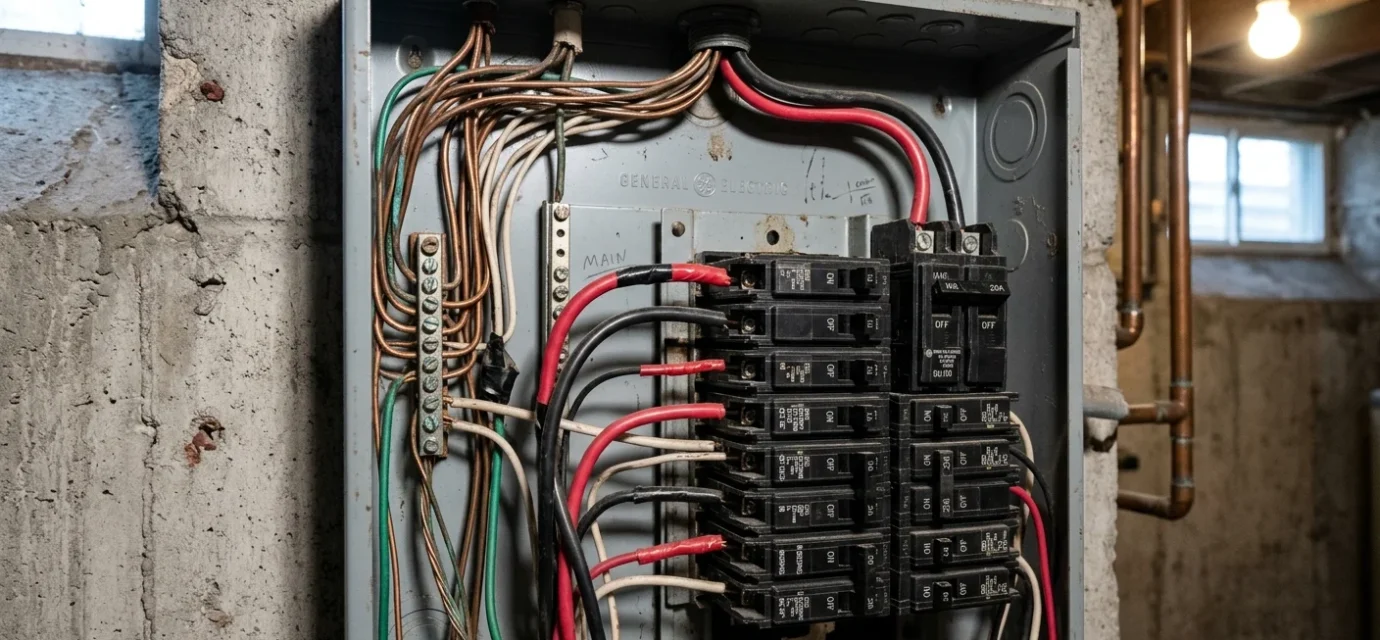 electrical wire color code shown in a home panel box
