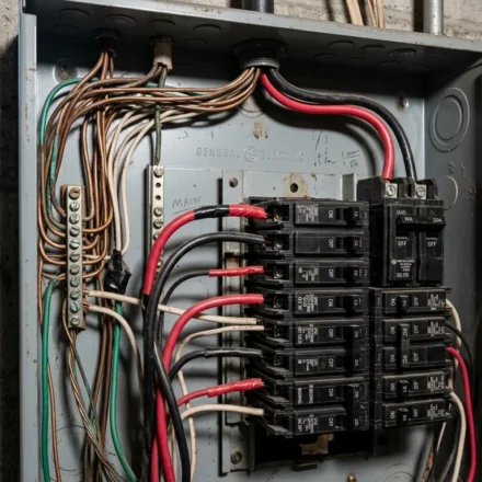 electrical wire color code shown in a home panel box