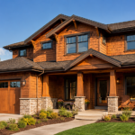 House exterior showing natural wood siding types with cedar clapboard finish