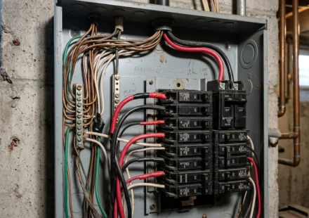 electrical wire color code shown in a home panel box